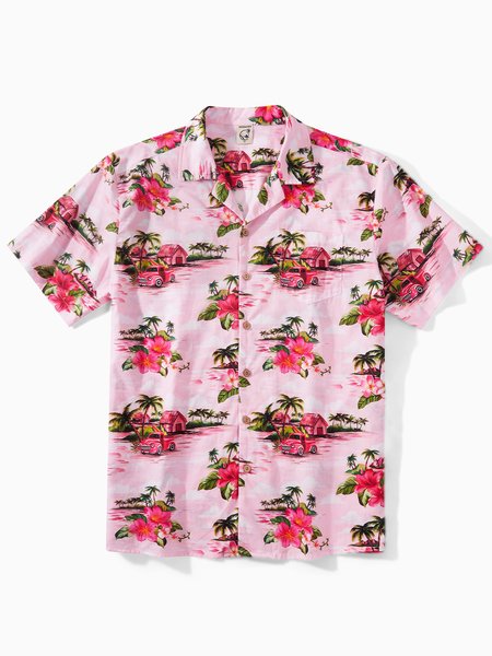 

Hardaddy® Cotton Paradise Cove Aloha Shirt, Pink, Men Shirts