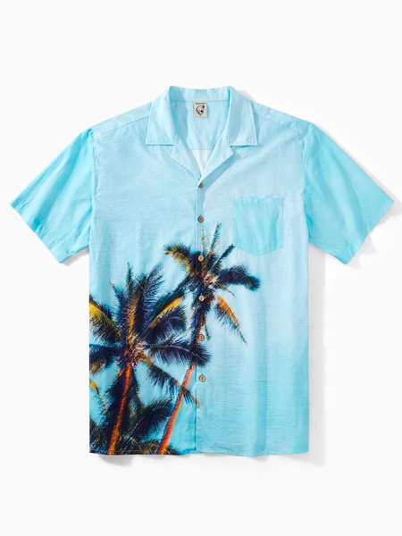 

Hardaddy® Cotton Coconut Tree Aloha Shirt, Blue, Men Shirts