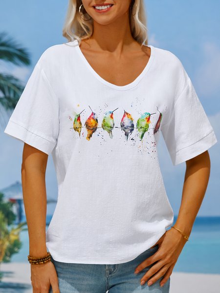 

Women's Watercolor Hummingbirds Print Lounge Top, Black, Shirts & Blouses