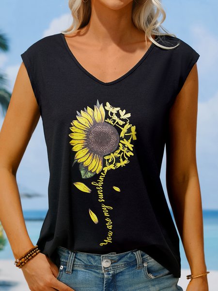 

Sunflower Dragonfly You Are My Sunshine T-Shirt, Black, T-Shirts