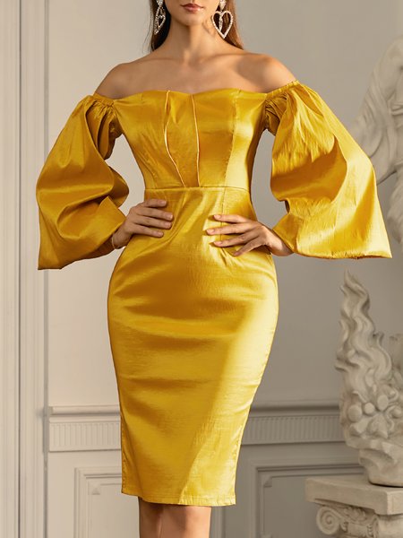 

Sweetheart Neckline Plain Elegant Wedding Guest Dress, Yellow, Mini Dresses