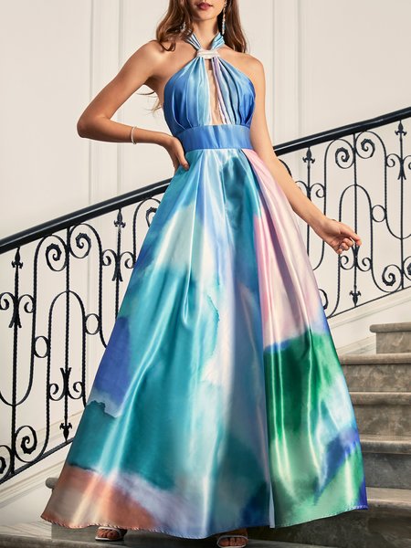

Party Halter Elegant Ombre Dress, As picture, Maxi Dresses