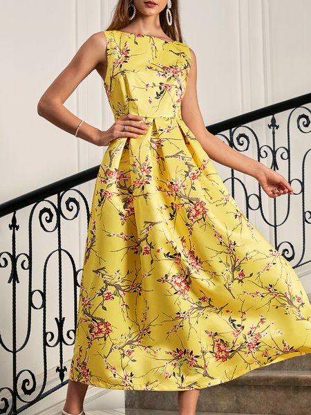 

Satin Plain Elegant Wedding Guest Dress, Yellow, Maxi Dresses