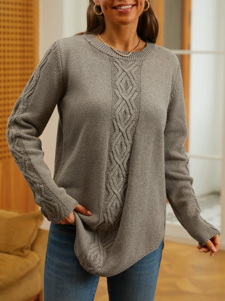 

Gray Acrylic Casual Long Sleeve Plain Sweater, Sweaters