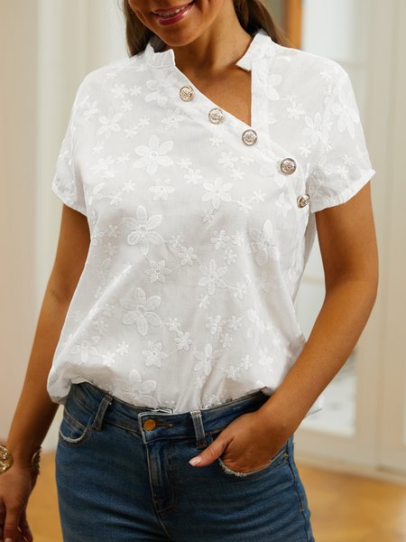 

Floral Buttoned Loose Casual Shirt, White, Shirts & Blouses