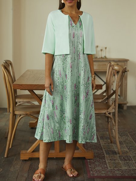 

Knitted Casual Loose Two-Piece Set, Green, Suit Set