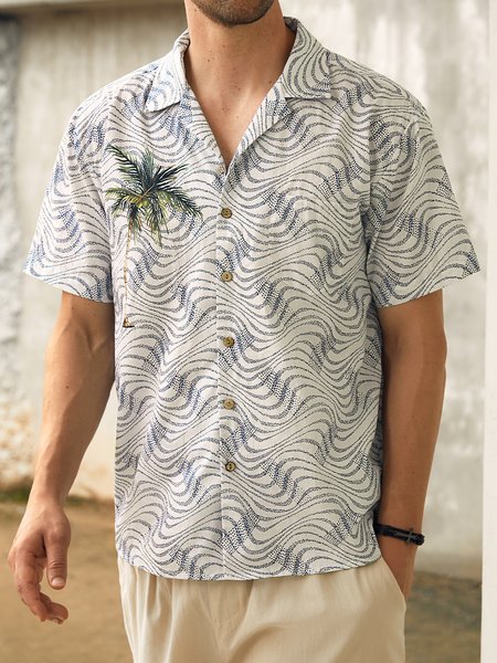 

Hardaddy® Cotton Coconut Tree Aloha Shirt, Beige, Men Shirts