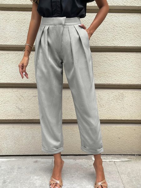 

Plain Loose Casual Pants, Light gray, Pants