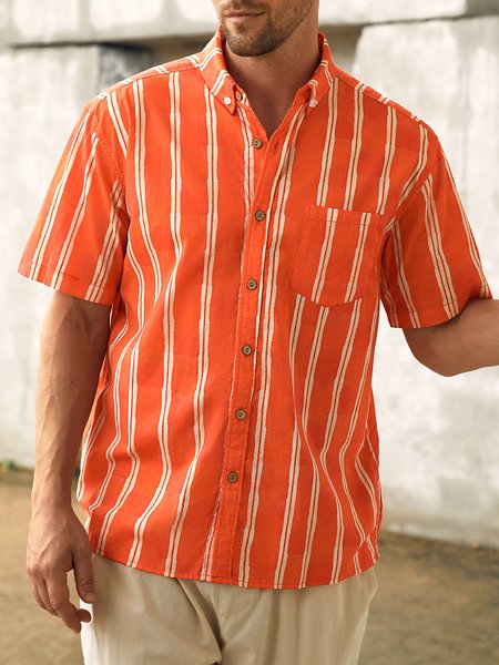 

Hardaddy® Cotton Striped Oxford Shirt, Orange, Men Shirts