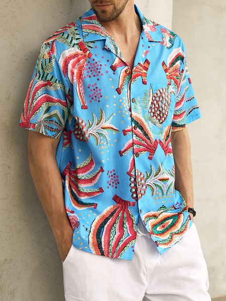 

Hardaddy® Cotton Bananas Print Aloha Shirt, Blue, Men Shirts