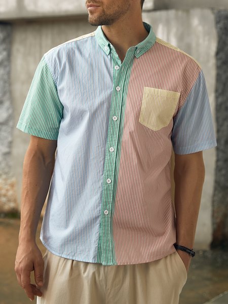 

Hardaddy® Cotton Patchwork Oxford Shirt, Red-blue, Men Shirts