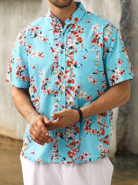 

Hardaddy® Cotton Plumeria Oxford Shirt, Blue, Men Shirts