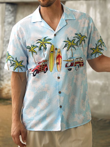 

Hardaddy® Cotton Vintage Cars Aloha Shirt, Blue, Men Shirts