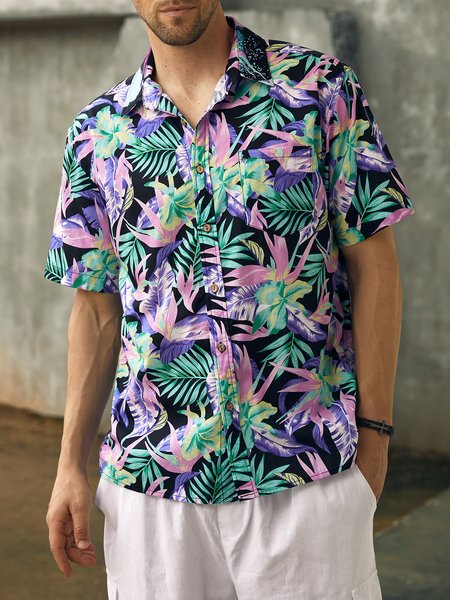 

Hardaddy® Cotton Floral Oxford Shirt, Black-purple, Men Shirts