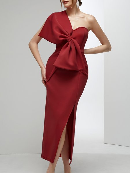 

Elegant Bow Wedding Guest Dress, Red, Maxi Dresses