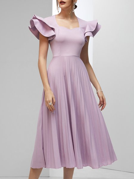 

Elegant Sweetheart Neckline Plain Regular Fit Party Dress, Light purple, Midi Dresses
