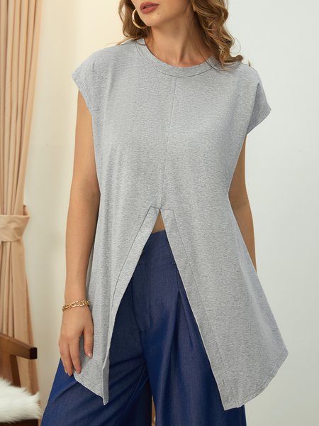 

Casual Raglan Sleeves Regular Fit T-Shirt, Gray, Tees