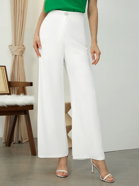 

Regular Fit Plain Elegant Fashion Pants, White, Pants