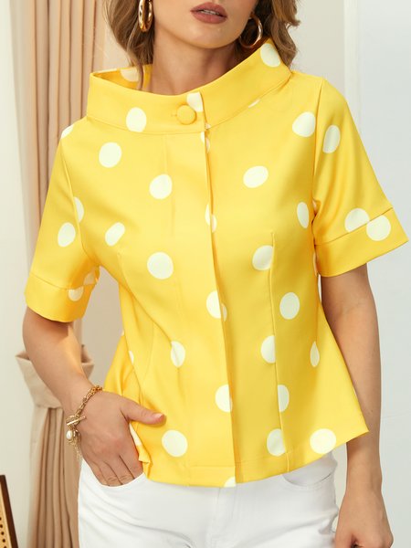 

Regular Fit Elegant Polka Dots Blouse, Yellow, Blouses and Shirts