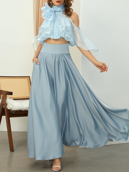 

Others Elegant Regular Fit Plain Shirt, Blue, Blouses and Shirts