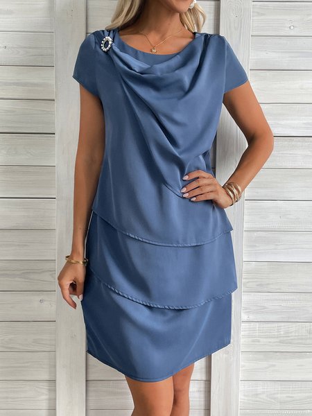 

Flouncing Loose Casual Dress, Deep blue, Short