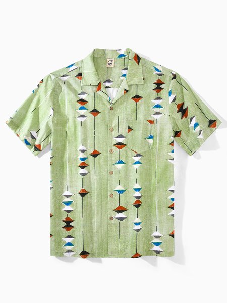 

Hardaddy® Cotton Mid Century Geometric Resort Shirt, Green, Short Sleeve Shirts