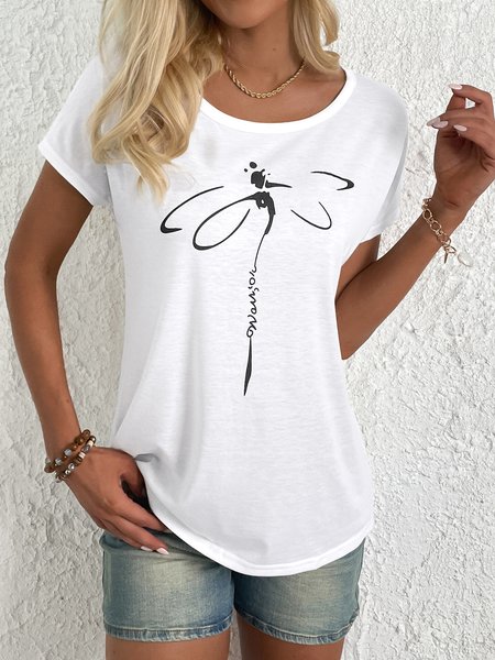 

Casual Jersey Dragonfly Loose T-Shirt, Green, T-shirts