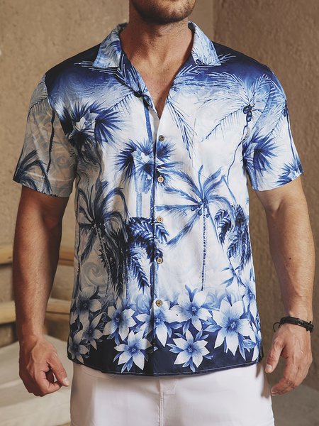

Hardaddy® Cotton Coconut Tree Aloha Shirt, Blue, Men Shirts