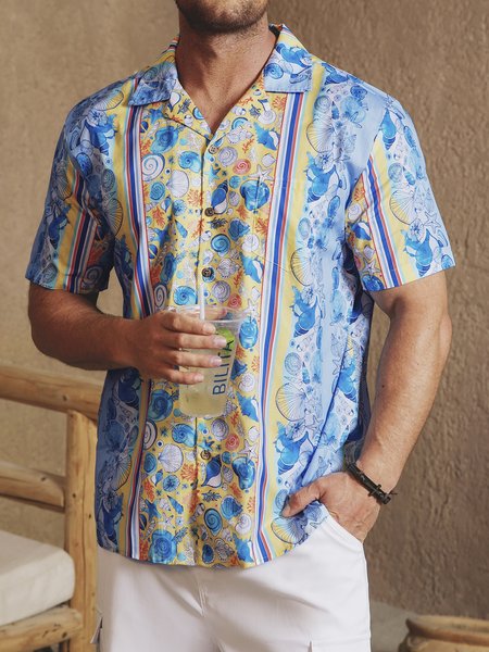 

Hardaddy® Cotton Marine Life Bowling Shirt, Blue, Men Shirts