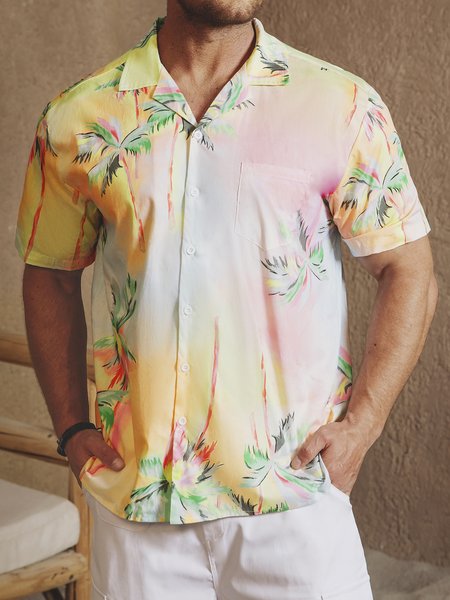 

Hardaddy® Cotton Palm Tree Aloha Shirt, Yellow, Men Shirts