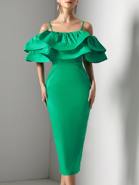 

Elegant Regular Fit Party Dress, Green, Midi Dresses