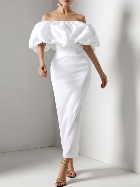 

Elegant Plain Wedding Dress, White, Maxi Dresses