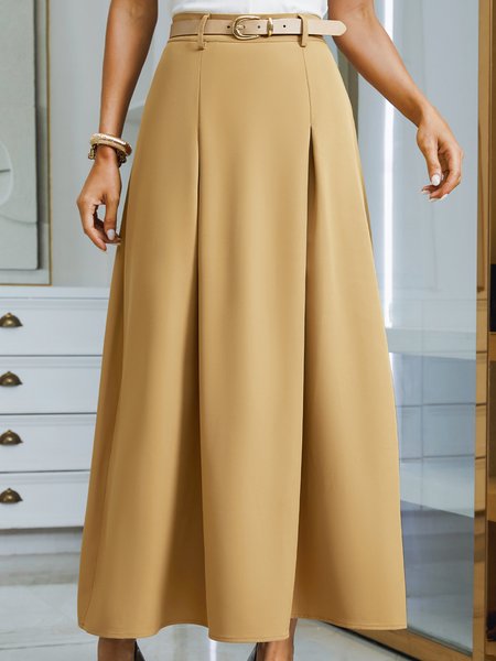 

Plain Urban Regular Fit Maxi Skirt, Khaki, Skirts