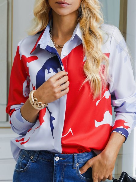 

Lightweight Urban Shirt Collar Loose Shirt Collar Long sleeve Blouse, As picture, Blouses and Shirts