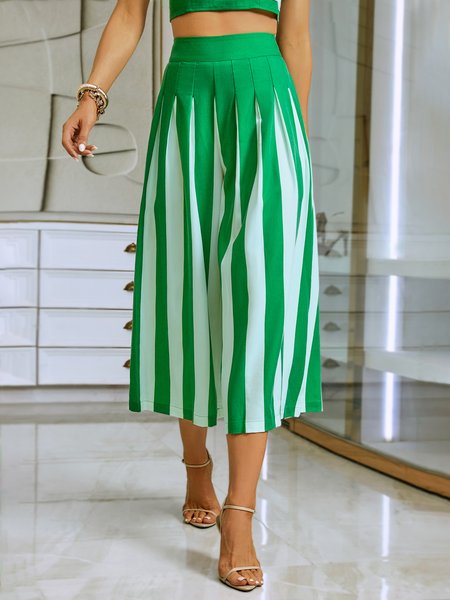 

Striped Casual Regular Fit Fashion Pants, Green, Pants
