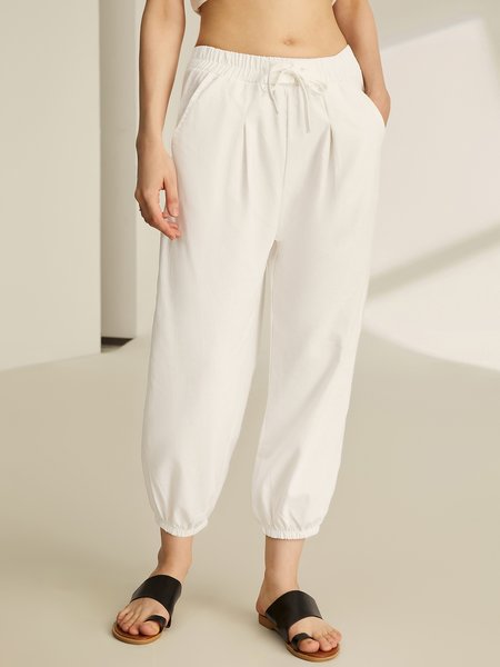 

Casual Plain Long Pant, White, Pants