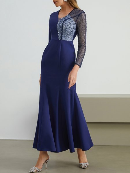 

Glitter Regular Fit Elegant Wedding Dress, Navyblue, Maxi Dresses