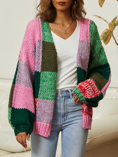 

CasualColor Block V Neck Cardigan, Multicolor, Sweaters