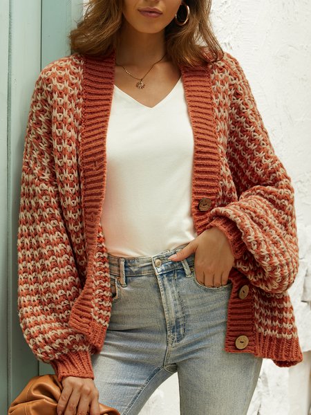 

Casual Plaid Loose Cardigan, Red, Sweaters