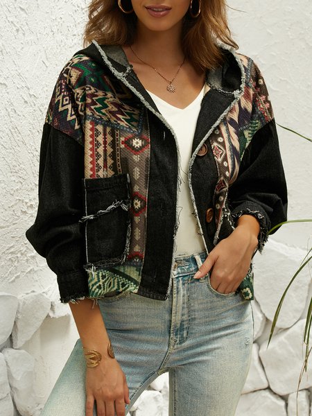 

Abstract Casual Loose Jacket, Multicolor, Jackets