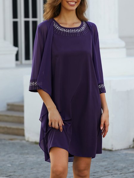 

Plain Regular Fit Elegant Crew Neck Two-Piece Set, Mint, Shirts & Blouses