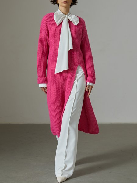 

Plain Elegant Sweater, Rose red, Pullovers