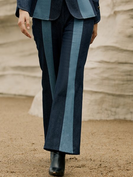 

Color Block Casual Denim Jeans, Blue, Jeans