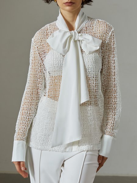 

Elegant Floral Lace Blouse, White, Blouses and Shirts