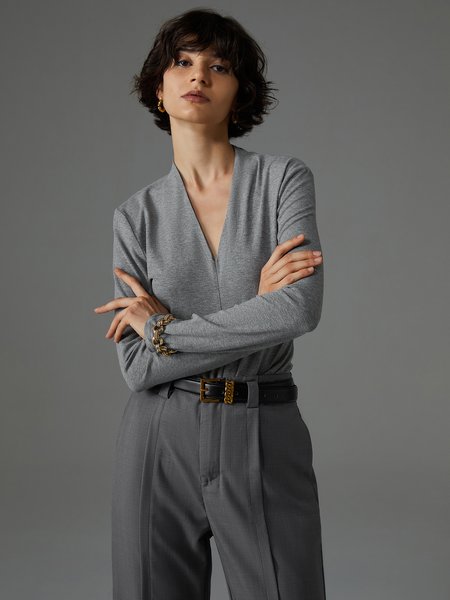 

Urban Regular Fit Knit Top, Gray, Pullovers