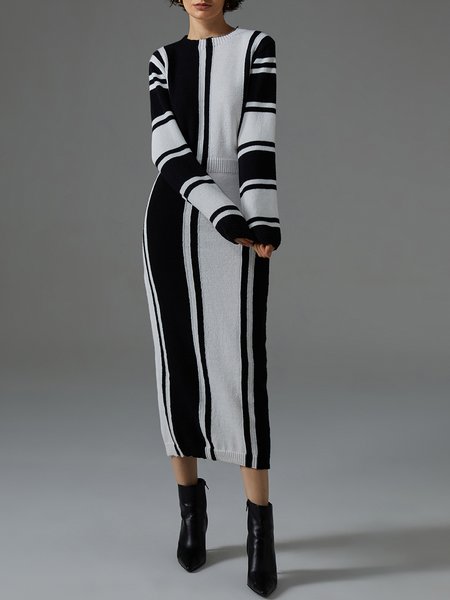 

Urban Color Block Sweater Dress, Multicolor, Maxi Dresses