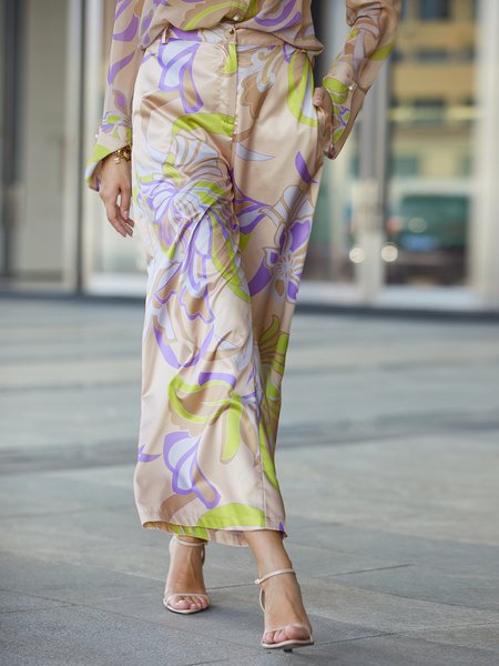

Urban Loose Floral Fashion Long Pants Straight pants, As picture, Pants