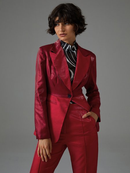 

Plain Shawl Collar Elegant Blazer, Red, Blazers