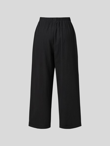 

Plain Linen Cotton And Linen Loose Pants, Blue, Pants