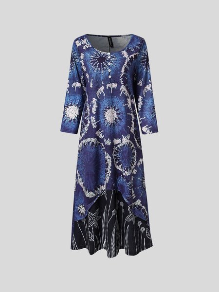 

Casual Floral Regular Fit Crew Neck Dress, Gray, Floral Dresses